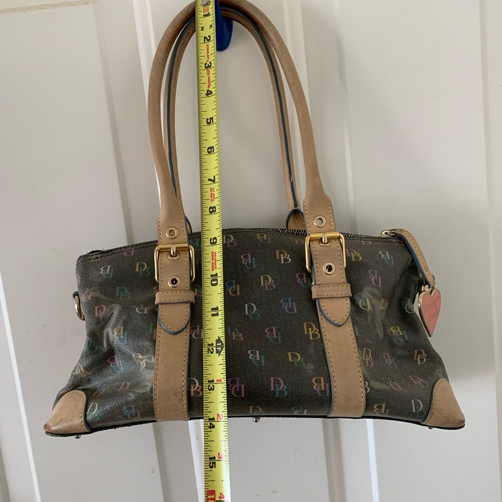 Dooney & Bourke Multicolor Logo Satchel with Tan Trim